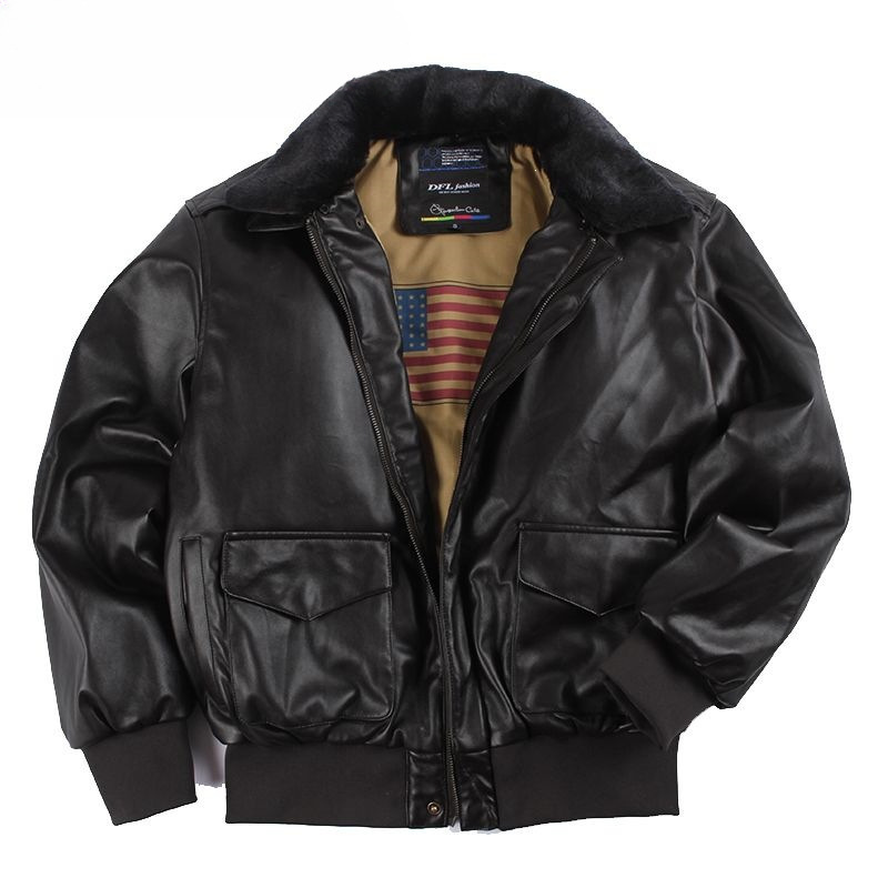 【Direct from Factory】Vintage U.S. Air Force Sheepskin Men's Pilot Jacket Leather Motorcycle Jacket