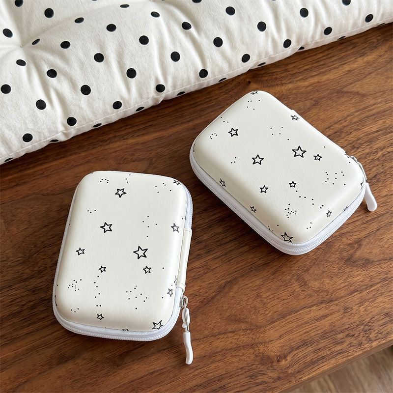 Cute and Simple Red-Framed Cat Storage Bag, Digital Camera Bag, Large Capacity, Portable, Multi-Functional Storage, Anti-Collision Hard Shell