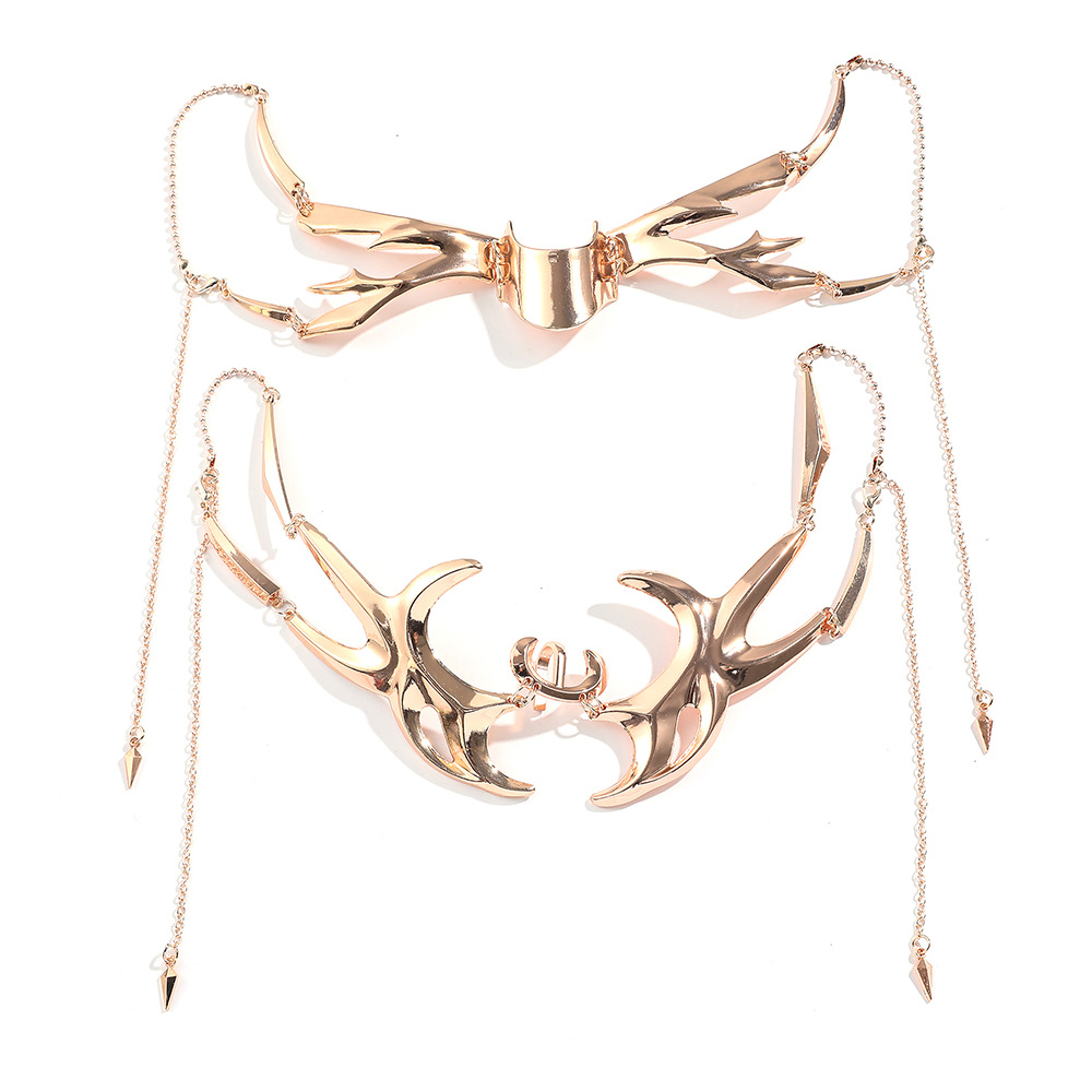 Black Head New Mechanical Blood Blade Ability Design Special-shaped Fluid Lip Ring Face Earrings Set