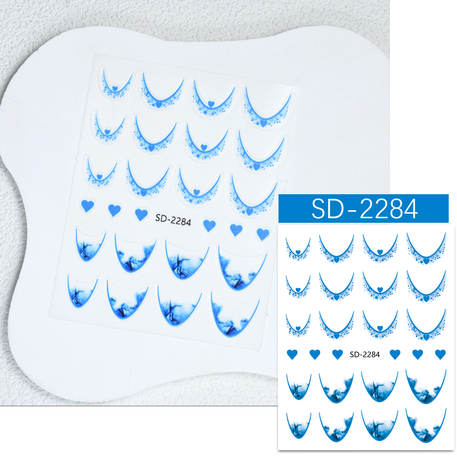 Nail Art French Red Red Nail Etiqueta engomada hueca Plantilla de degradado de inyección de tinta Etiqueta auxiliar Nueva línea de pegatina decorativa de sonrisa