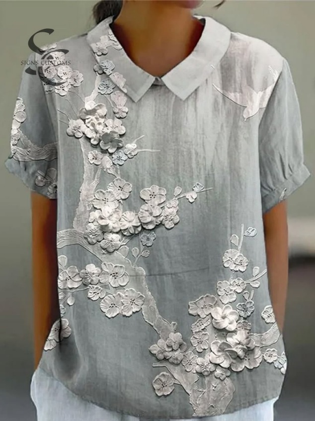 Fuente de fábrica de comercio exterior estación independiente de burbujas de verano monzón camisa de manga corta camisa de flores