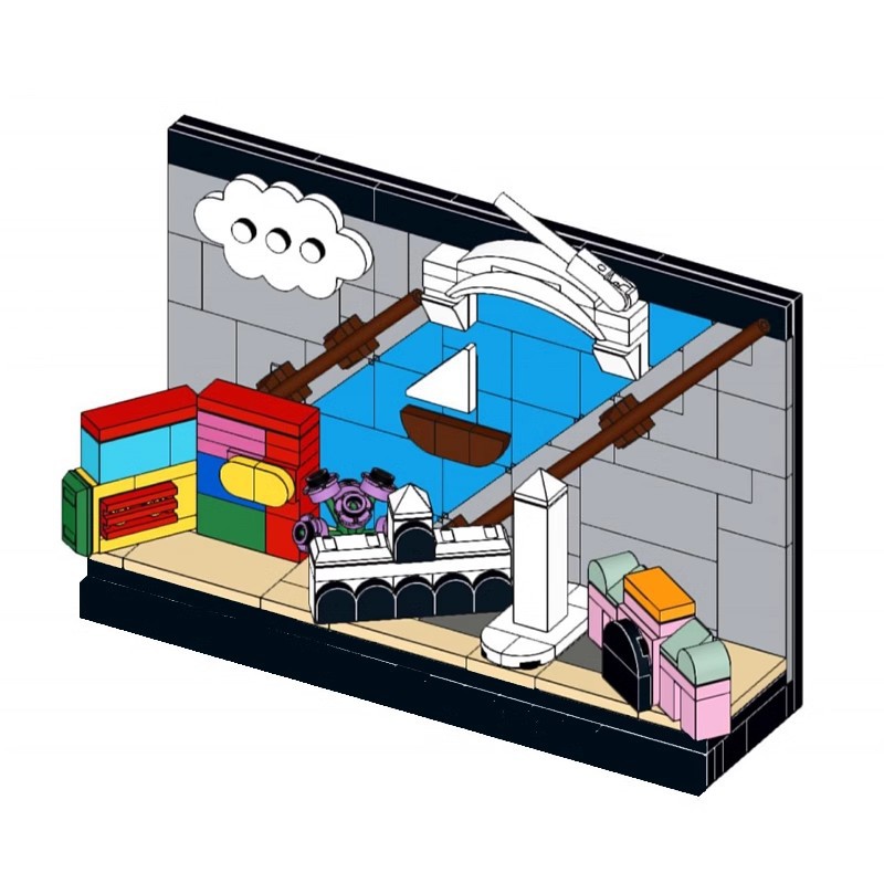 MOC-157824 布宜诺斯艾利斯明信片创意拼搭场景积木建筑模型摆件