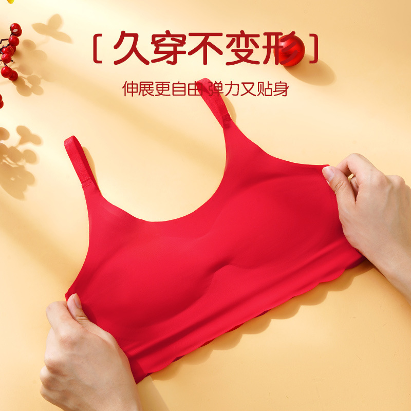 Ropa interior para niñas estudiantes, chalecos para niñas de secundaria, sujetadores de desarrollo para niñas mayores, sin aros, copa completa, color rojo brillante. image 4