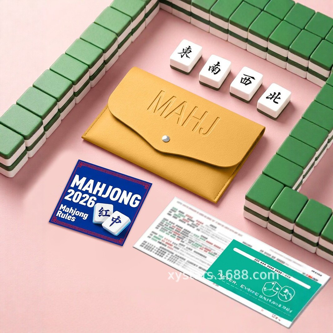 Cross-border Mahjong storage bag with MAHJ letter embossing, chess and card accessory bag, portable game chip organizer bag in stock