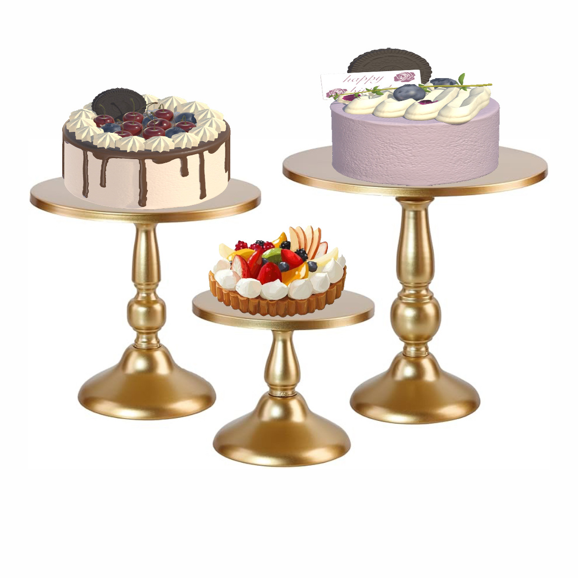 婚庆蛋糕盘 黑色高脚铁艺甜品架 茶歇点欧式主蛋糕架 心展示新品