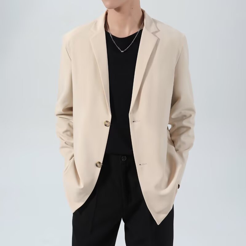 2026 chaqueta de moda coreana para hombres guapo suelto estilo de Hong Kong chaqueta de traje para hombres primavera y otoño traje casual universal