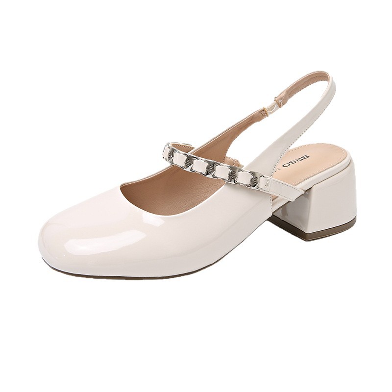 Zapatos Lady mismo estilo temperamento francés Mary Jane zapatos individuales mujer tacón grueso Baotou sandalias 2025 verano nuevos tacones altos