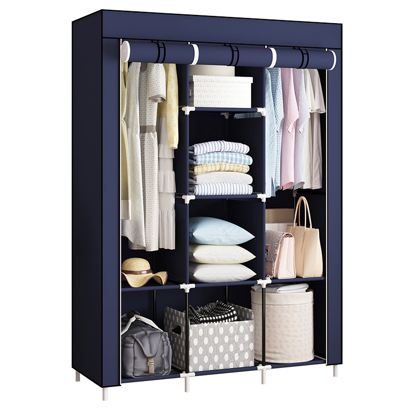 Armario simple no tejido almacenar ropa multicapa a prueba de polvo al por mayor comercio exterior combinación de montaje armario de tubo de hierro Amazon