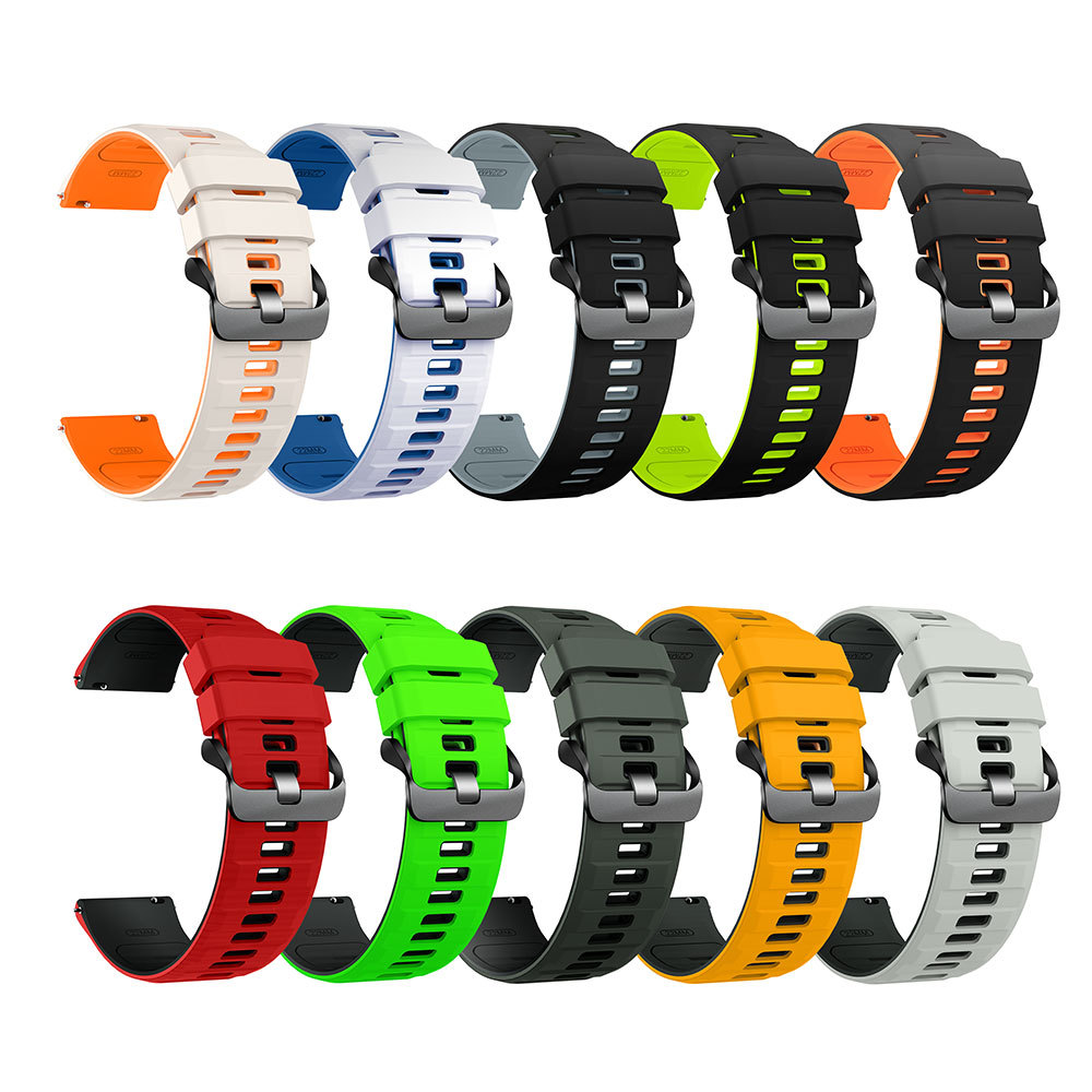 22mm Stepped Pattern Two-Color Watch Strap Suitable for Huawei Gt5 46mm Wristband Samsung Gear S3 Garmin 265 Wristband