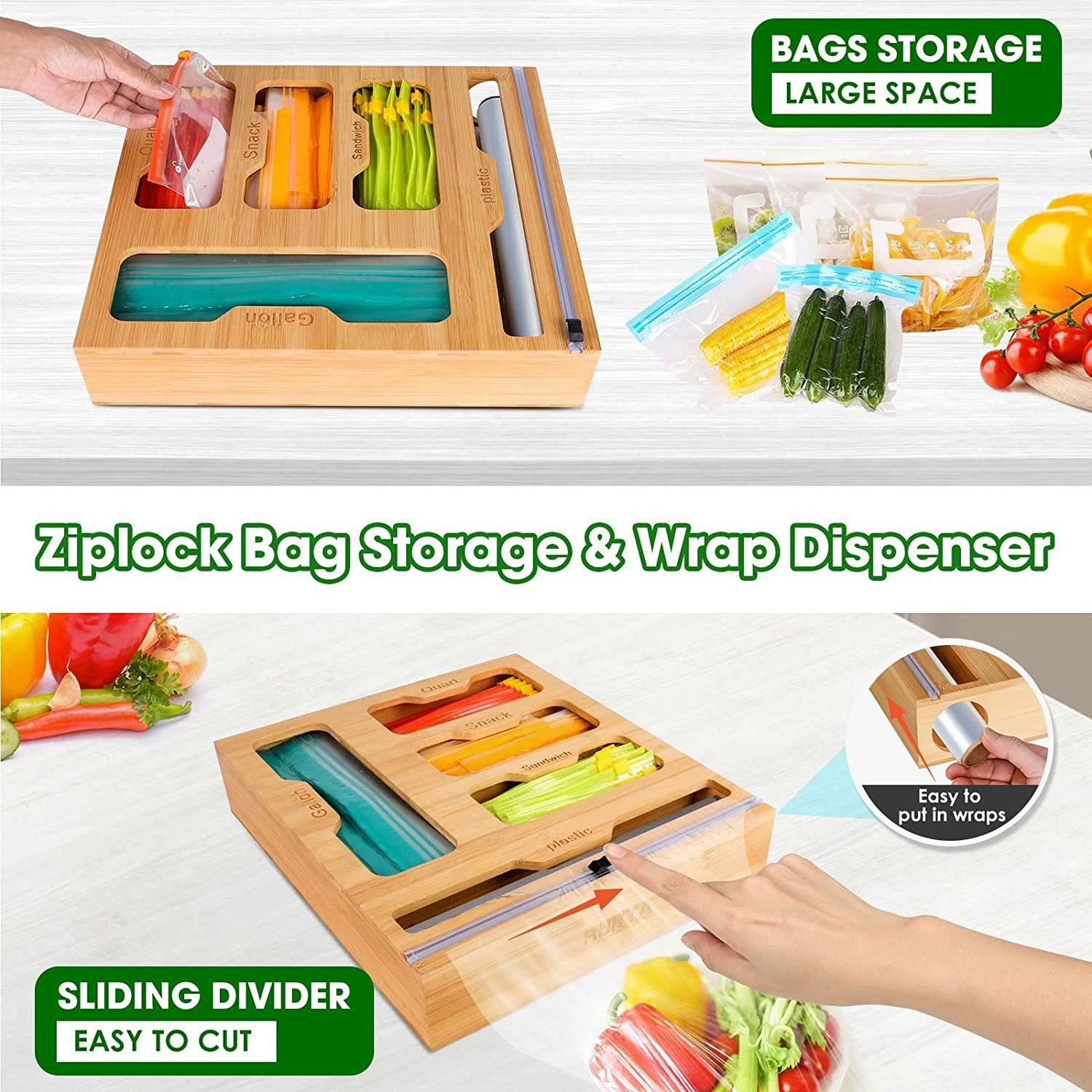 Коробка для хранения в полиэтиленовой пленке бамбуковая деревянная коробка для кухонной упаковки