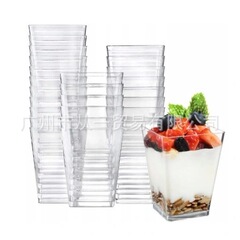 プリンカップゼリームースカップデザートカップ使い捨てプラスチック透明カップ角型ミニ蓋付きゼリーカップ
