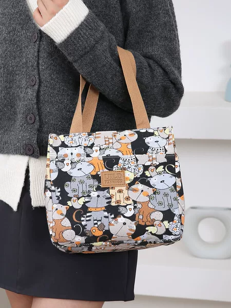 Canvas Bag Women's Large Capacity Bag 2024 New Fashion Shoulder Tote Bag College Students' Class Commuter Tote Bag