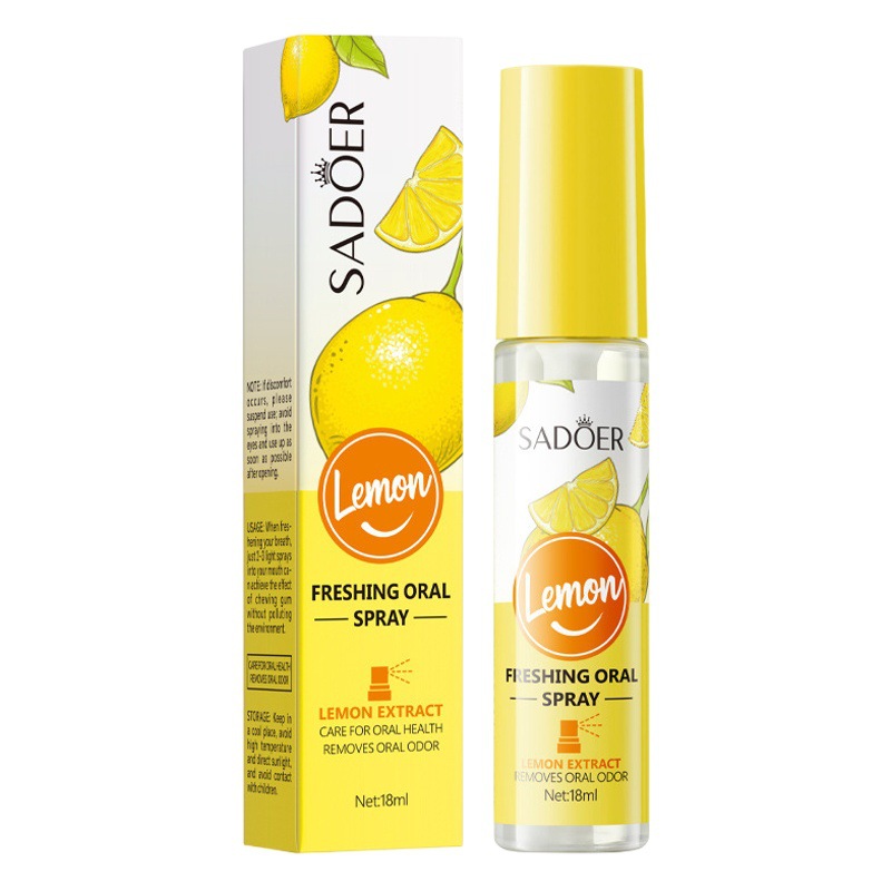 Cross-Border Fragrance Oral Spray 18ml Mint Peach Lemon Fresh Breath Spray Export Skin Care Products Wholesale