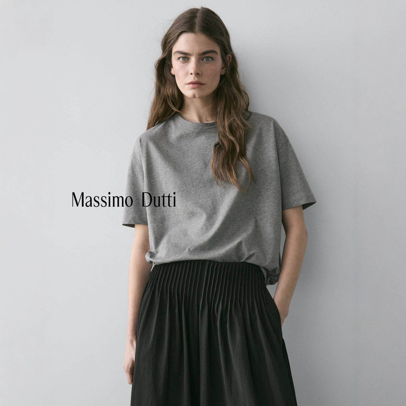 Spring/Summer New Massimo Dutti 2026 Women's Simple Casual Style Comfortable Round Neck Short Sleeve T-Shirt Top Spring/Summer New Massimo Dutti 2026 Women's Simple Casual Style Comfortable Round Neck Short Sleeve T-Shirt Top
