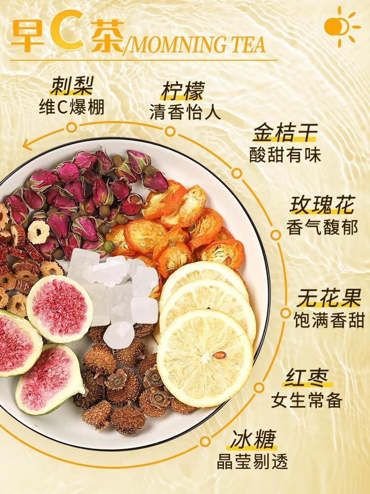 Morning C Evening A Fruit Tea Set Lemon Rosa Roxburghii Fig Mulberry Black Goji Rose 200 Bags key features