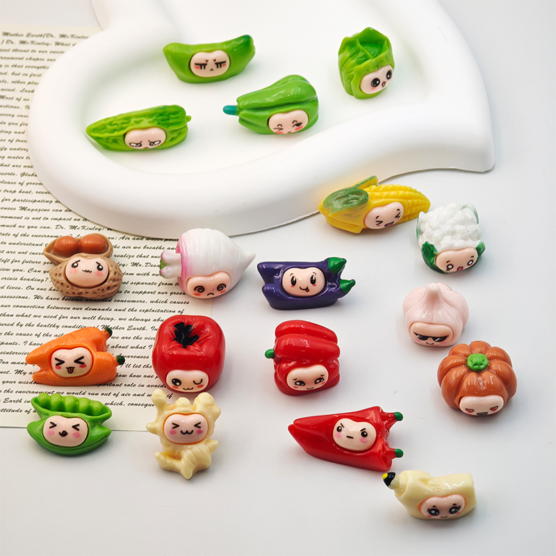 树脂萌粒蔬菜公仔可爱崽崽手工装饰桌面配饰车载小摆件工艺品配件