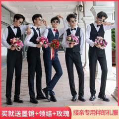 連れ合い服の兄弟団は夏の洋風の男のシャツの新郎の結婚するドレスの馬甲の3つのスーツのスーツのスーツを詰めます。