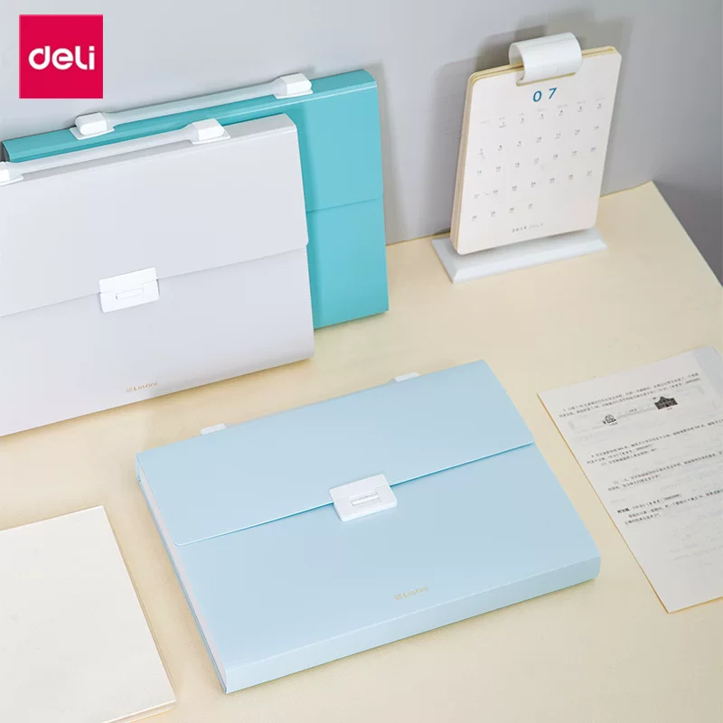 Deli 72410 accordion file binder document bag for students office storage categorized file bag A4 exam paper bag