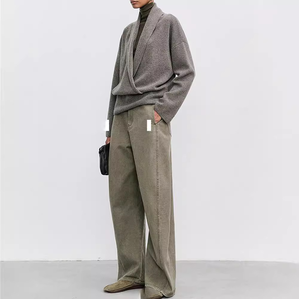 캐주얼 바지 여성의 올드 아트 2024 데님 유행 마체테 바지 높은 허리 바나나 바지 슬리밍 청바지