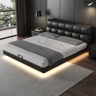 Italian Puff Leather Suspension Bed Modern Simple Master Bedroom Storage Wedding Bed High-end Soft Bag Bed