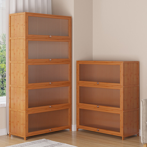 Bookcase with door modern simple dustproof lattice cabinet combination vertical cabinet storage cabinet storage children's bookshelf floor-standing solid wood