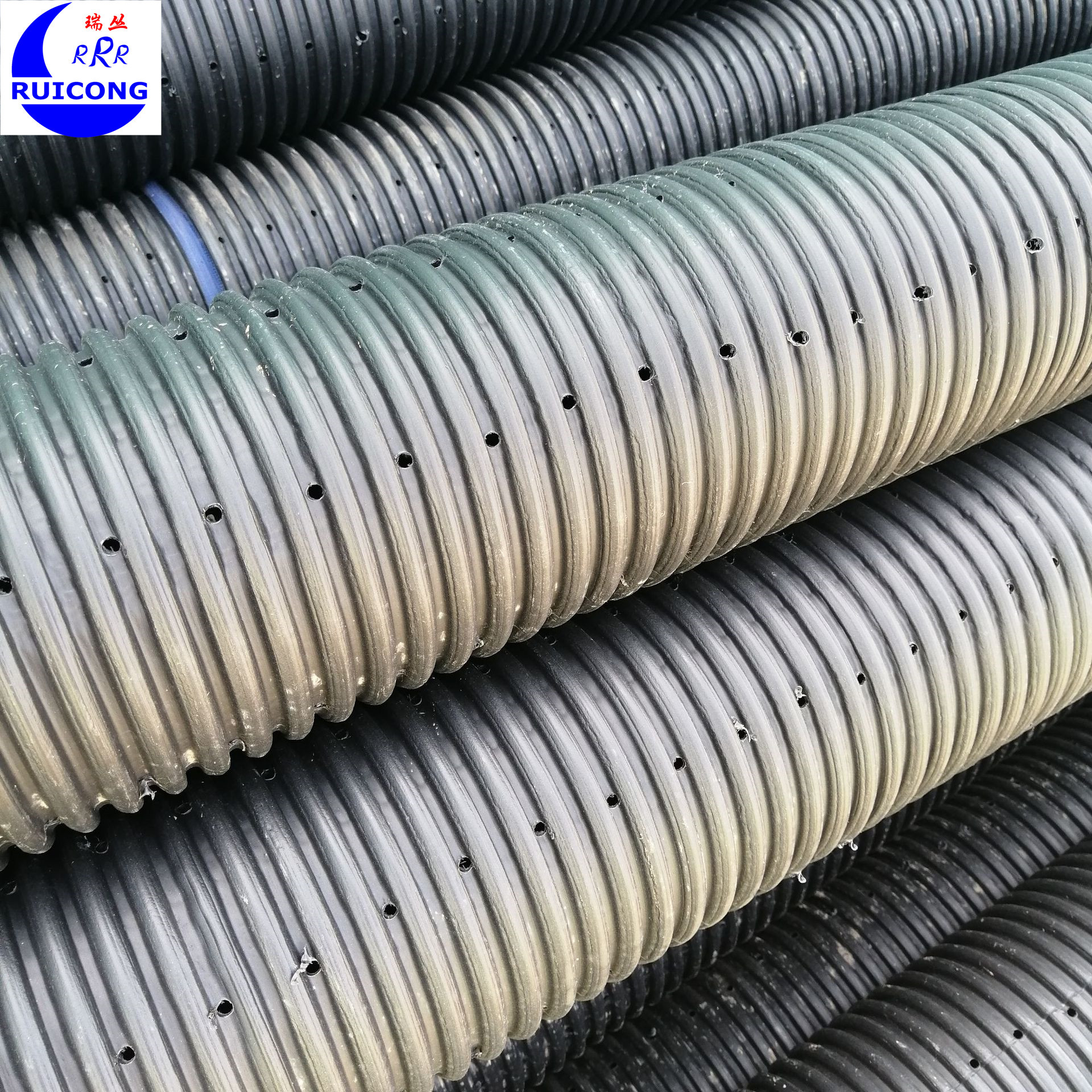 波纹管生产厂家提供各种型号规格 pe双壁打孔波纹管150黑色量大优