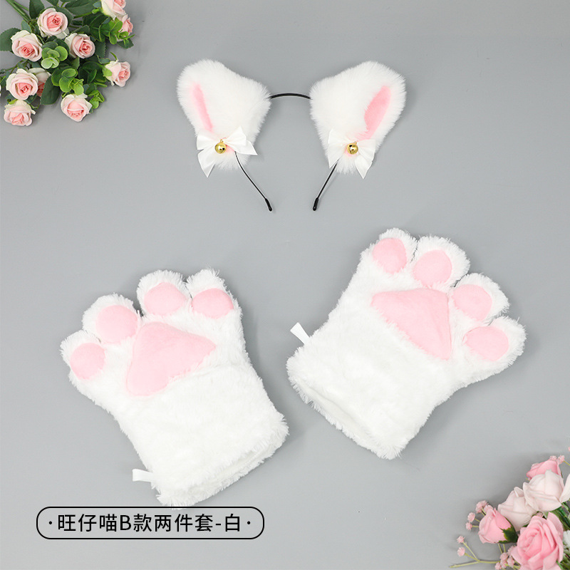 Entrega de una sola pieza lindo gato Cosplay accesorios orejas de gato diadema garra de gato guantes cola de gato accesorios traje