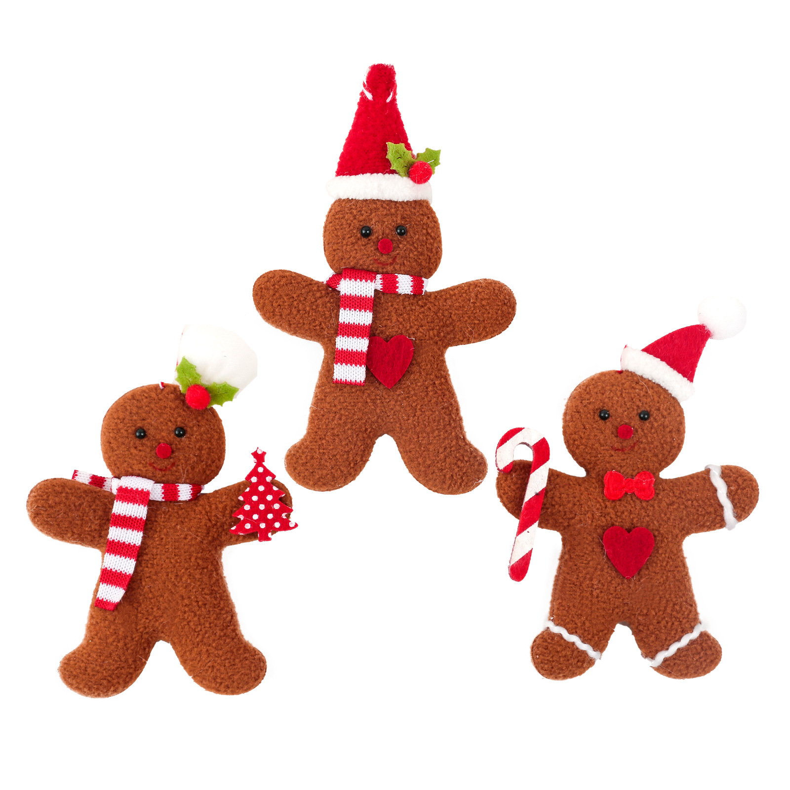 Nuevos productos creativos transfronterizos Navidad decoración pan de jengibre muñeca pequeña pieza colgante accesorios del árbol de Navidad colgante 3 piezas conjunto