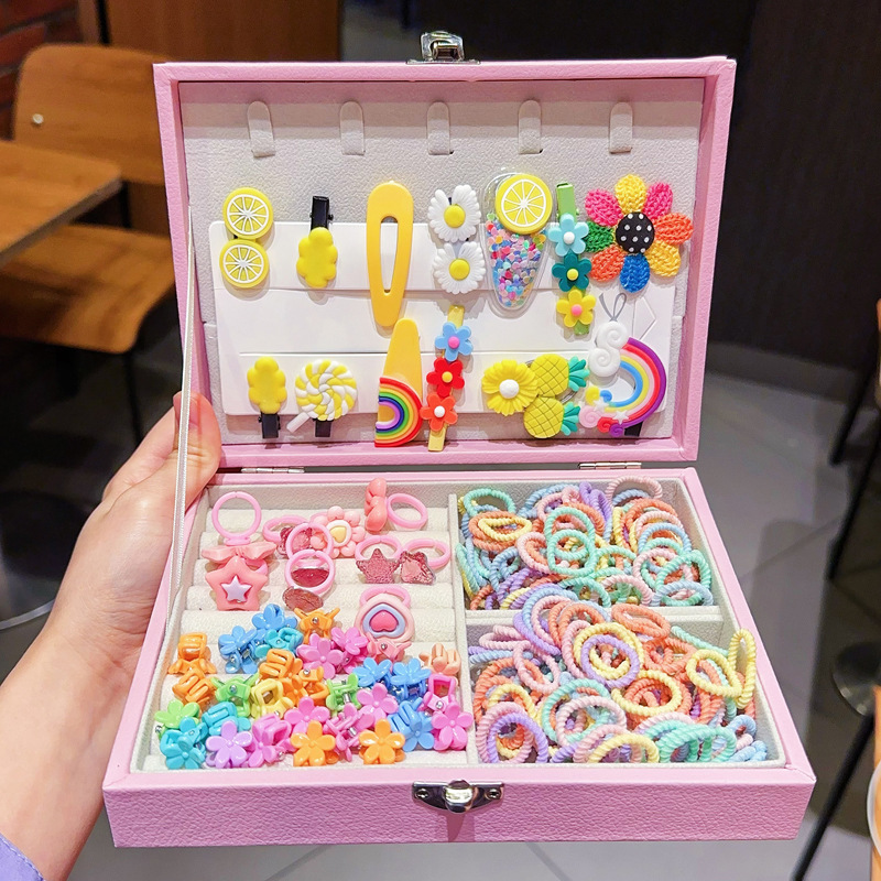 Caja de regalo para niños Jewelry Set linda niña pequeña regalo de cumpleaños princesa cabello cabello cuerda caja de joyería de alta gama