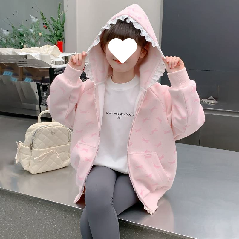 Детское пальто для девочек, весенне-осенний стиль, новая модная детская одежда 2025 года, весенний топ с капюшоном для маленьких девочек.