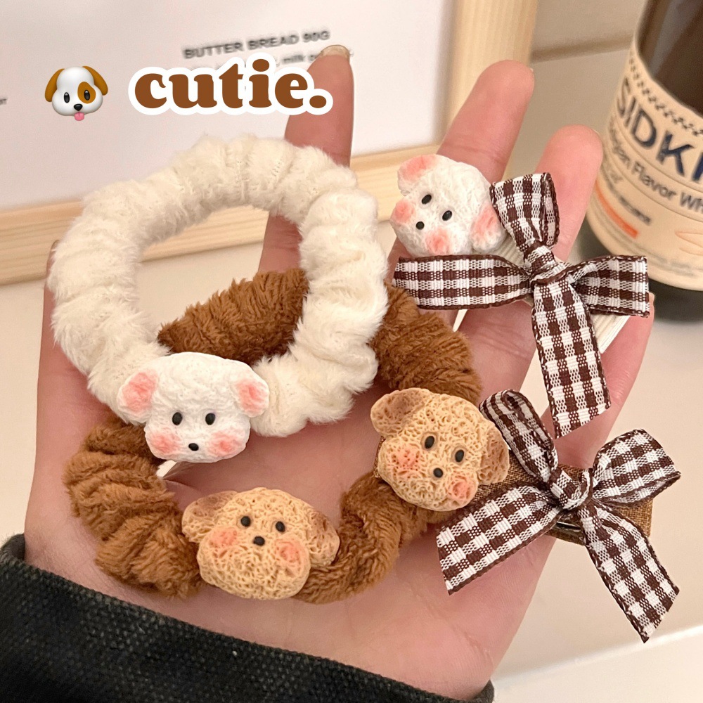 Nuevo lindo cachorro de cabello de cabello de cabello de cola de caballo de niña anillo de cabello dulce frisa clip clip clip de cabello al por mayor