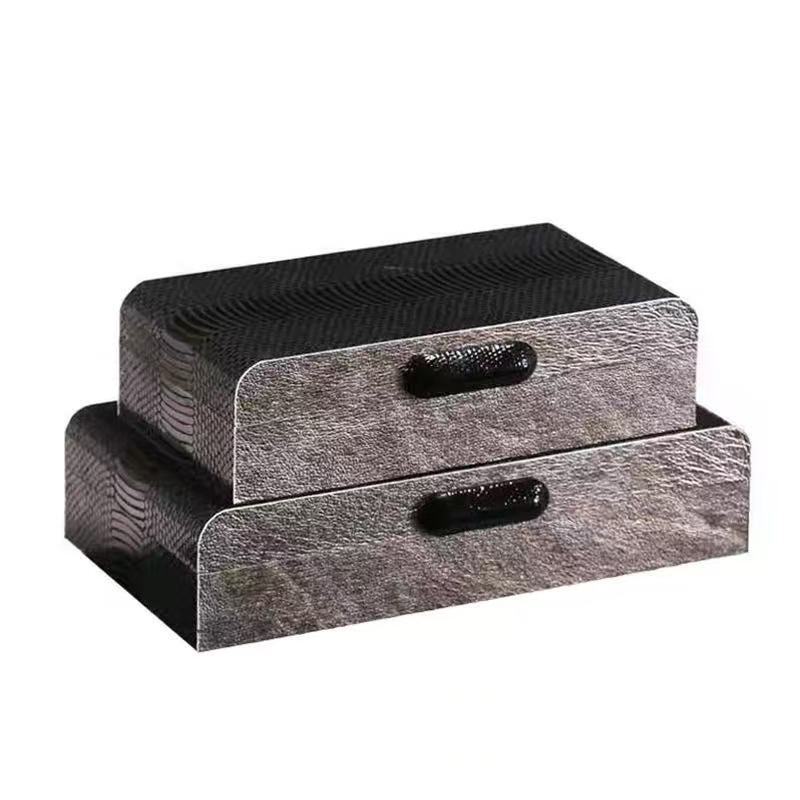 Italian Light Luxury High-End Storage Box Leather Photo Frame Designer Home Soft Decoration Ornaments Desktop Table