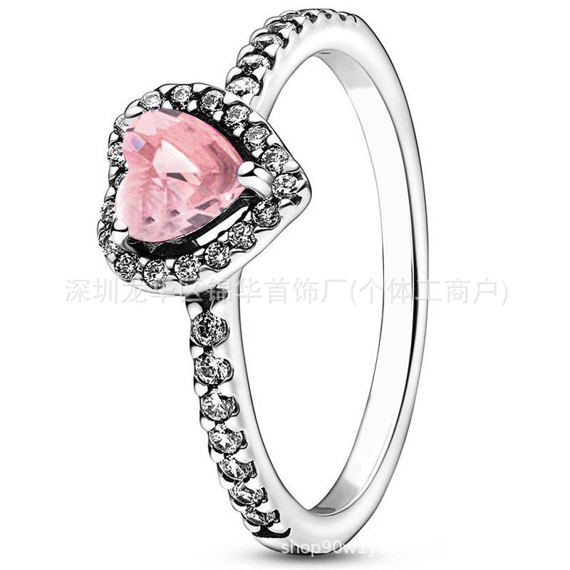 Pandora Timeless Elevated Heart Ring Silver Cubic Zirconia Pink