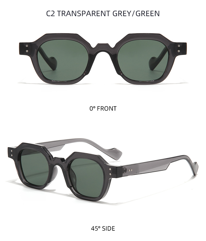 50g Weight Full Frame Glasses Structure Sunglasses Classification PC, UV400 Protection Lens Material Polygon Glasses Style Travel, Street Occasion Solid Color Pattern Unisex Gender Simple Style, Streetwear Style Grey, Black Color Simple Style Streetwear Solid Color PC UV400 Protection Polygon Full Frame Men's Sunglasses 6
