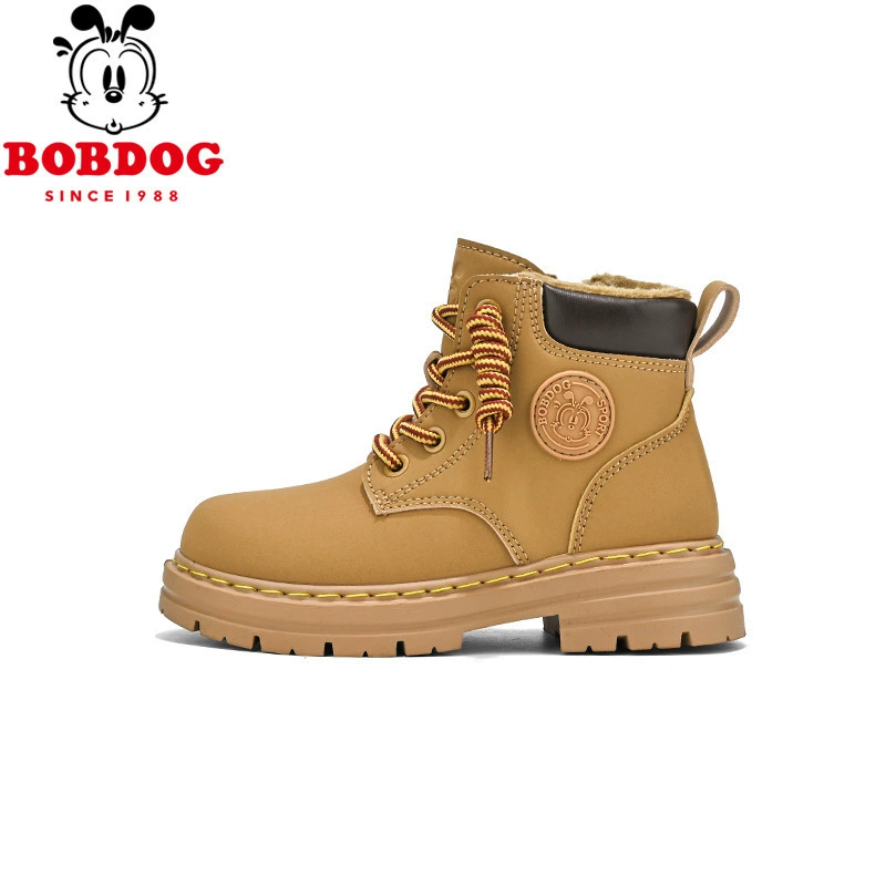 巴布豆 Martens, children's winter warm low boots for boys, shoes