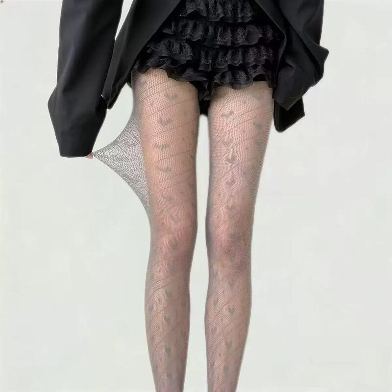 Ultra-thin, high-transparency, heart-patterned, twill-textured, dotted stockings for women, featuring anti-snagging, durable, leg-lengthening, and non-slip design, black stockings Ultra-thin, high-transparency, heart-patterned, twill-textured, dotted stockings for women, featuring anti-snagging, durable, leg-lengthening, and non-slip design, black stockings