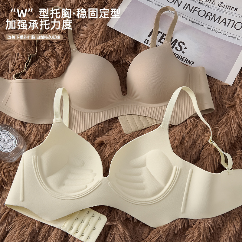 内衣女小胸聚拢显大文胸2025新款收副乳防下垂无痕女士无钢圈胸罩|undefined