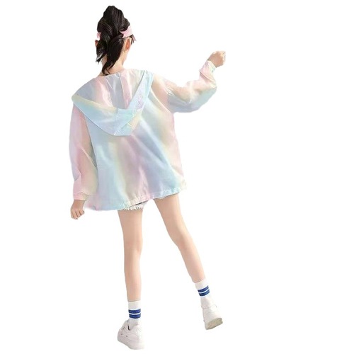 Girls' sun protection clothes, lightweight summer children's  new breathable girls' ice silk jacket summer clothes