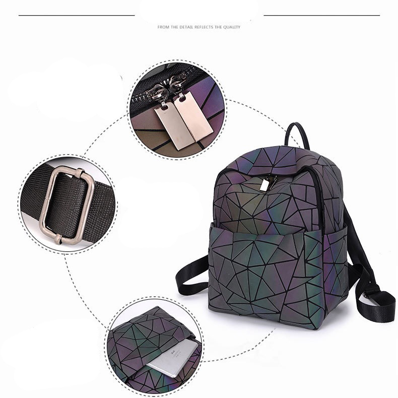 Geometric Luminous Backpack For Students Geometric Chameleon Bag_voghion.com