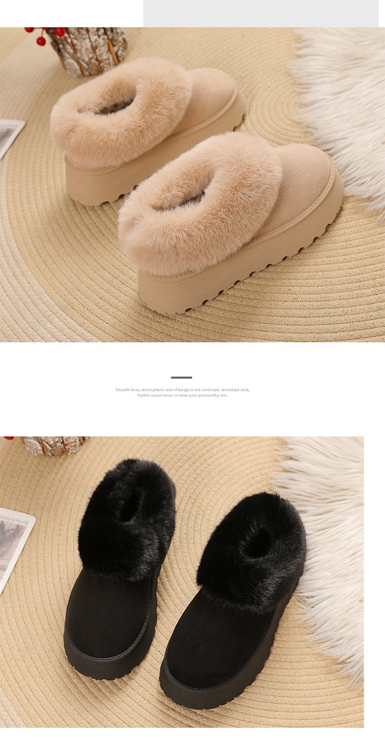 A new winter slip-on snow boots women's shoes plush one cotton shoes plus velvet thickened_voghion.com