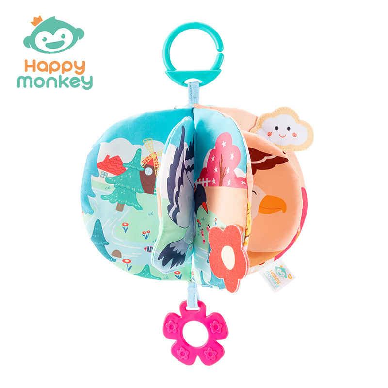 Happy monkey 3D libro de tela de cola tridimensional para la cognición de animales, juguetes para niños que no pueden desgarrarse y morderse