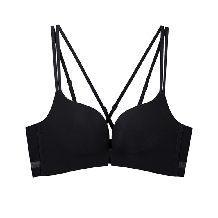 Hebilla frontal brillante diseño sin costuras sexy volver ropa interior cómodo inalámbrico pequeño pecho empuja hacia arriba el sujetador 2831