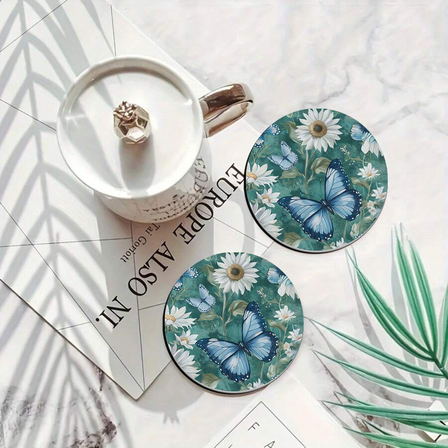 Amazon almohadilla de mesa redonda almohadilla de mariposa de flores almohadilla de aislamiento térmico almohadilla de taza de automóvil almohadilla de taza de café almohadilla de taza de té almohadilla de taza de té
