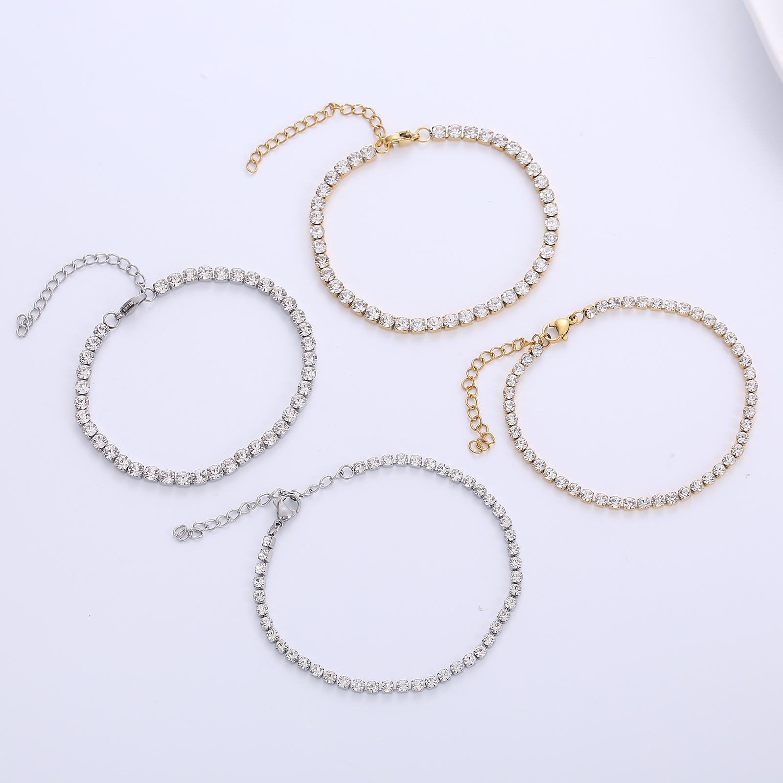 Geometric Pattern All Seasons Season Simple Style Geometric 304 Stainless Steel 18K Gold Plated Zircon Stainless Steel Bracelets In Bulk