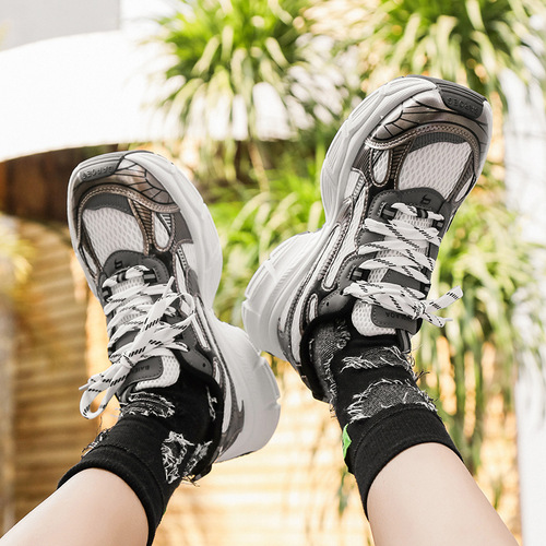 Couple Mesh Breathable Dad Shoes Low Top Thick Sole Increased Casual Men's Shoes Sports Running Shoes YH917 Generation