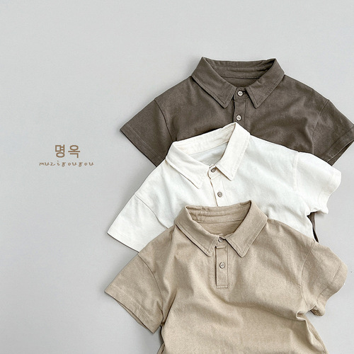 Children's Pure Cotton Short Sleeve T-shirt, Unisex Polo Shirt, Summer Fashion, Korean Style, Versatile and Personality, Simple and Trendy Kids' Top