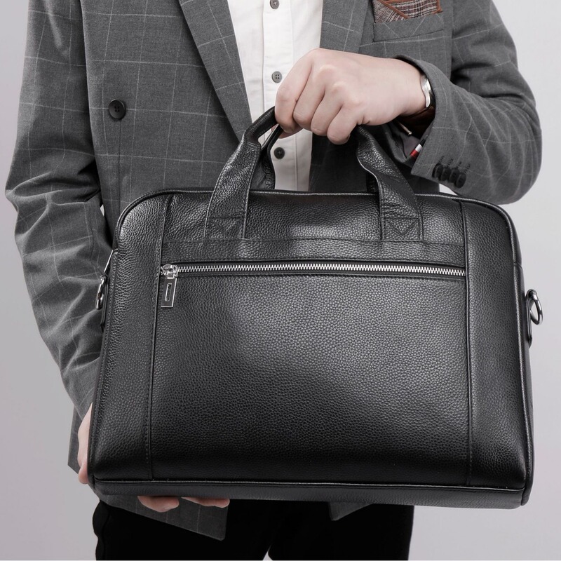 2024 Foreign Trade Trendy Genuine Leather Men's Handbag Top Layer Cowhide Briefcase Casual Business Laptop Bag