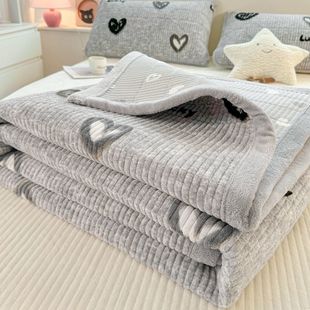 Winter Milk Velvet Bed Cover Thickened Quilted Bed Sheet Household Warm fleece-lined Tatami Bed Pad Crystal Velvet Padded Cover