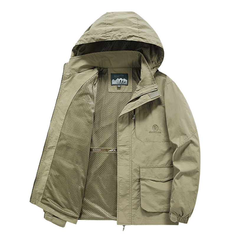 Chaqueta al aire libre transfronteriza para hombres primavera y otoño secado rápido a prueba de viento tamaño grande suelto delgado comercio exterior carga chaqueta de trabajo casual para hombres
