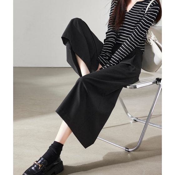 Counter genuine goods 2024 autumn new fashion loose slim high waist commuter nine casual wide leg pants skirt pants women